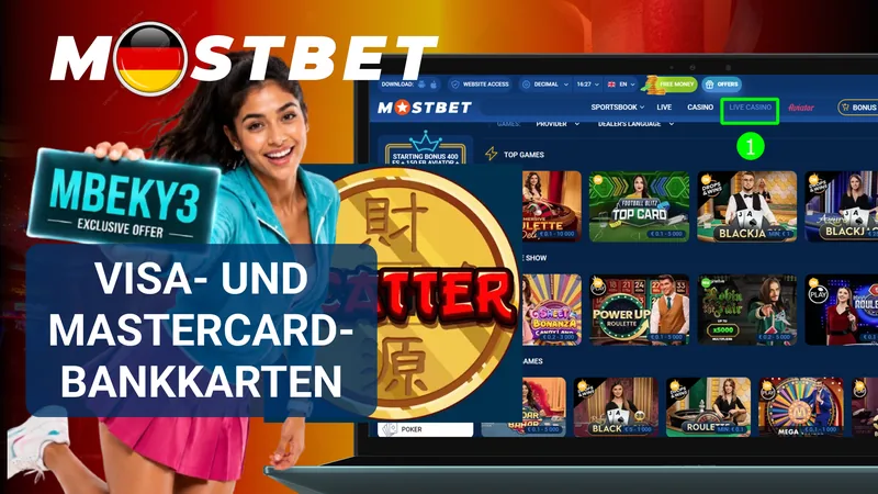 MostBet-Einzahlung mit Visa und Mastercard