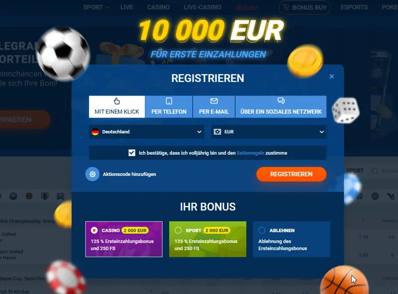 Vier Möglichkeiten zur Registrierung bei MostBet