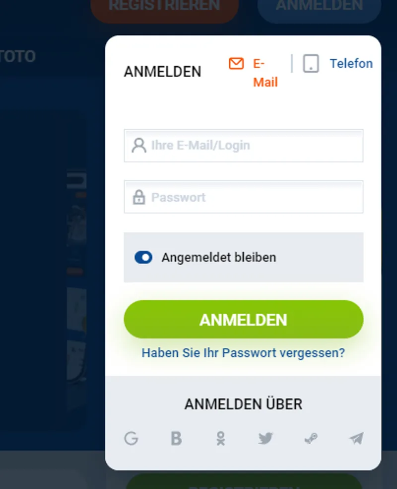 Anmeldung auf der MostBet-Website nach der Registrierung