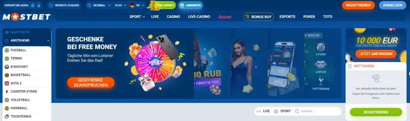 MostBet Deutschland Homepage