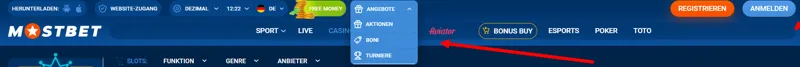 Boni und Aktionen auf der MostBet-Website