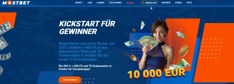 Willkommensbonus für neue Spieler zur Registrierung bei MostBet