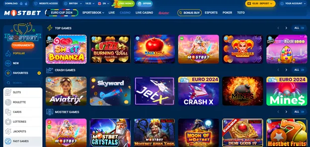 Optionen zum Spielen von Spielautomaten bei MostBet