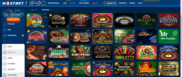 Roulette-Spieloptionen bei MostBet