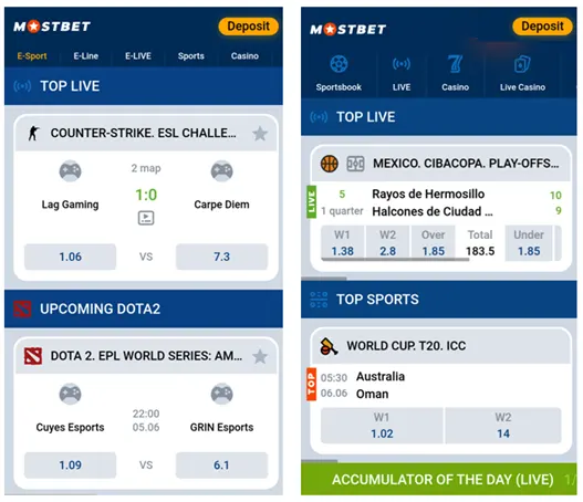 Auswahl der eSport-Disziplinen für MostBet-Wetten