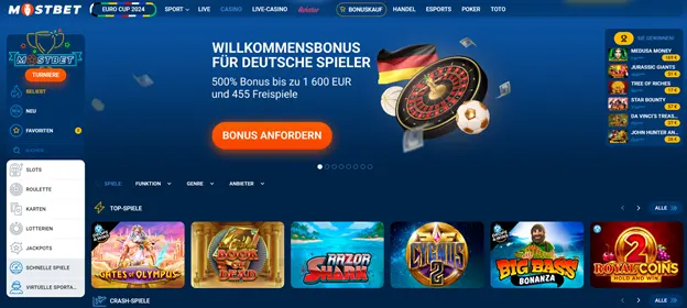 Seite der MostBet Online-Casino-Website